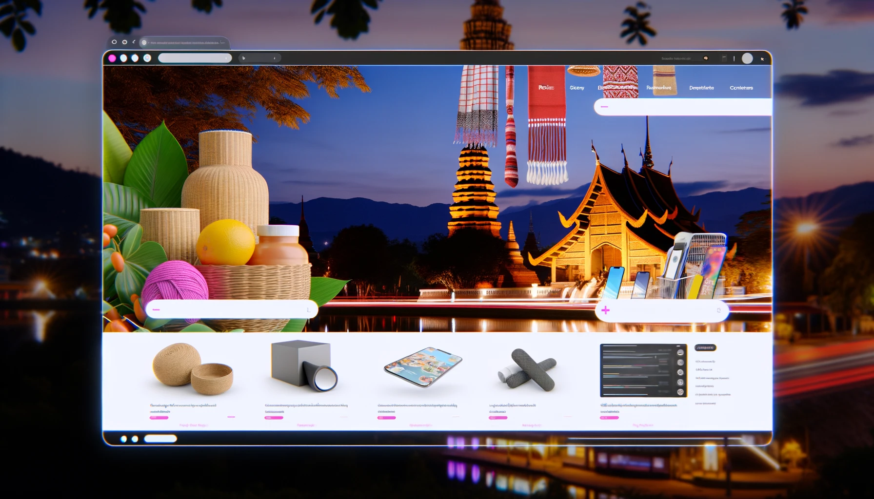 Dynamic e-commerce platform showcasing Chiang Mai's unique retail offerings, designed by Graphio Creative Studio."